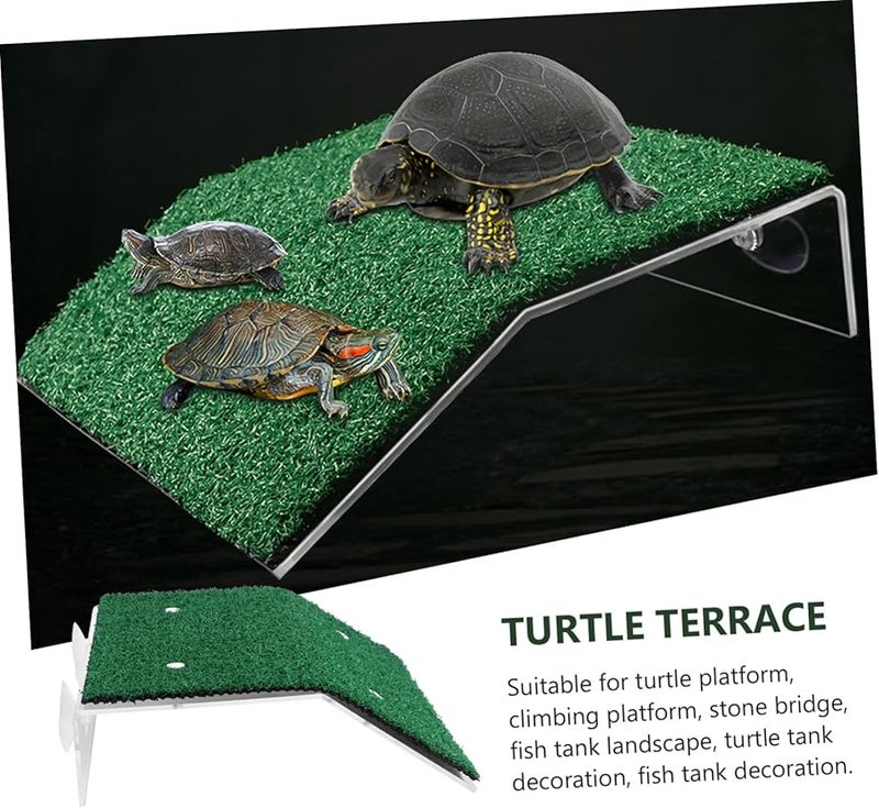 منصة تيهوكس للسلاحف للاستمتاع بأشعة الشمس وسلالم الأرصفة مقاس 20 × 20 سم، ديكور حوض أسماك متين من مادة البولي بروبيلين. - Image 5