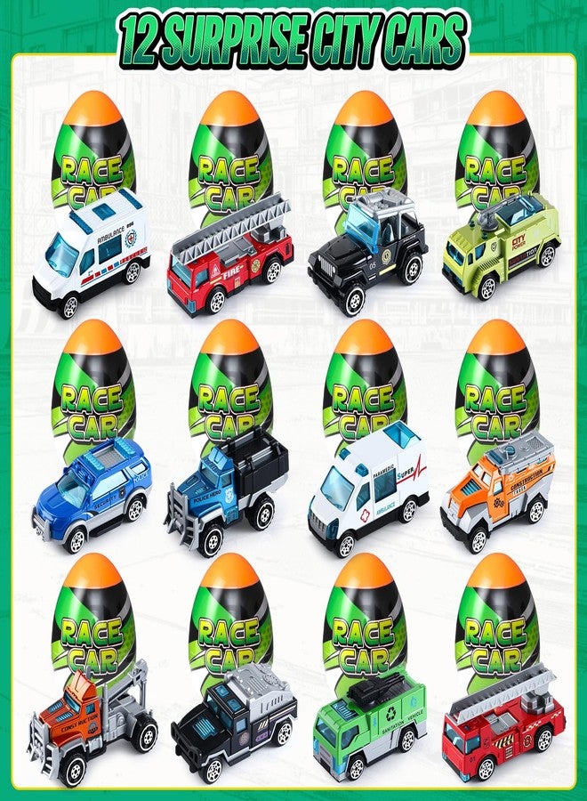 Cleboen City Car and Truck Surprise Egg Set for Kids, 12 Pack Blind Eggs with Alloy Car Toys Inside, Ideal Gift for Boys Birthday, Easter Egg Hunt Basket Stuffers Filler, Easter Gifts Party Favors - Image 2