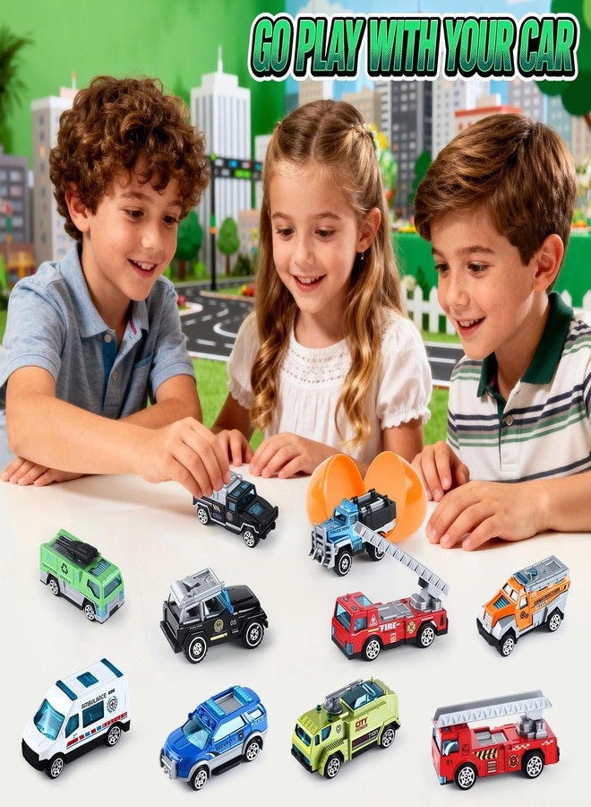Cleboen City Car and Truck Surprise Egg Set for Kids, 12 Pack Blind Eggs with Alloy Car Toys Inside, Ideal Gift for Boys Birthday, Easter Egg Hunt Basket Stuffers Filler, Easter Gifts Party Favors - Image 3