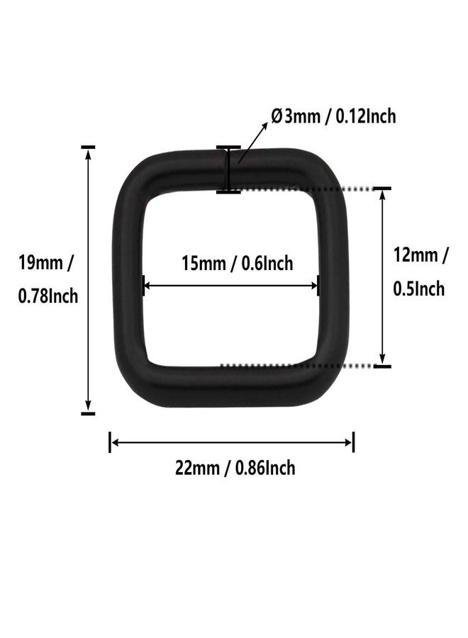 BIKICOCO Metal Rectangle Ring Buckles Square Strap Webbing Belt Rings for Bag Purse Non Welded 5/8 x 1/2 Inch, Black, Pack of 50 - Image 2
