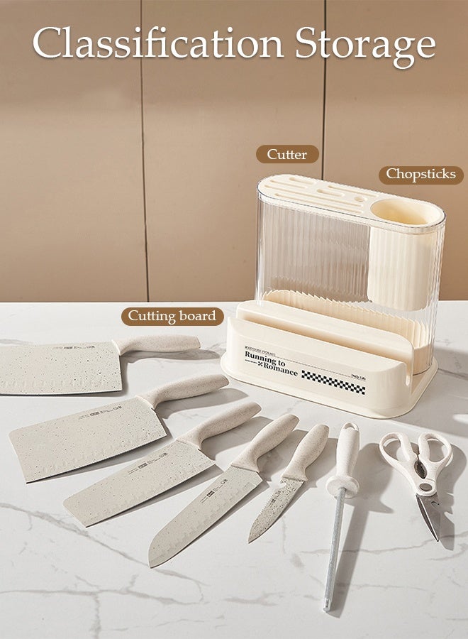 DUNISO Multifunctional Kitchen Knife Holder, Universal Knife Block and Utensil Holder for Kitchen Counter, Cutting Board Storage Rack, Pot Lid Bracket, Kitchen Organizer for Chopsticks,  Plastic PP Knives Block Stand Knife Storage Box - Image 4