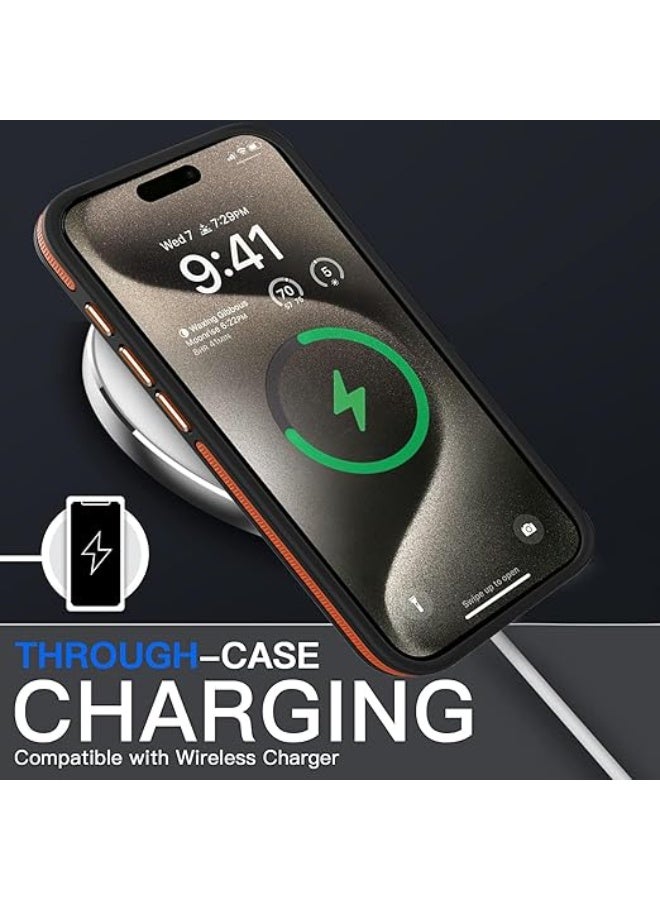 Case Compatible with Magsafe, iPhone 14 Pro Max Phone Case,Translucent Matte Back Slim Magnetic Case for iPhone 14 Pro Max 6.7" (Orange) - Image 3