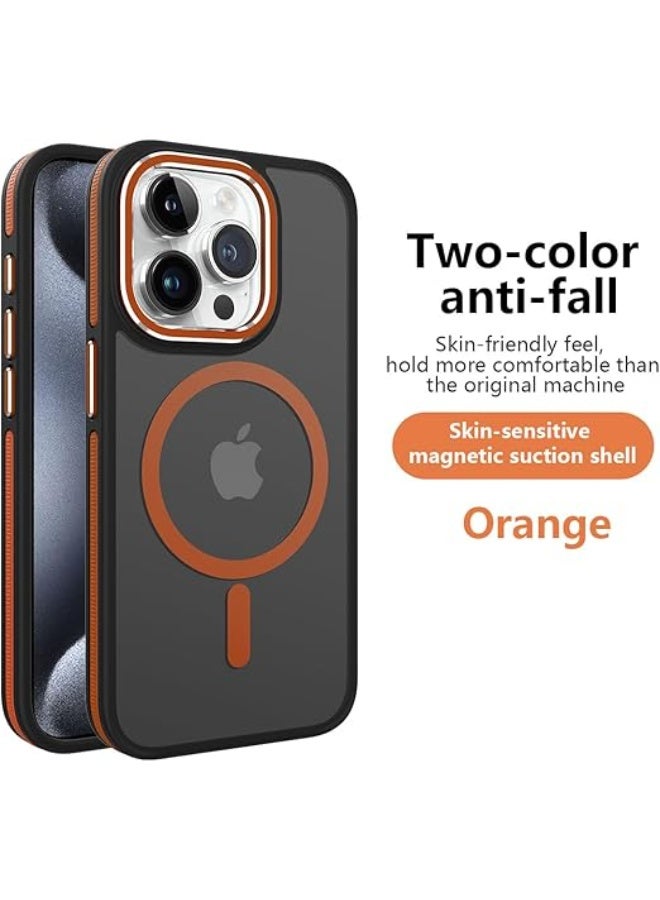 Case Compatible with Magsafe, iPhone 14 Pro Max Phone Case,Translucent Matte Back Slim Magnetic Case for iPhone 14 Pro Max 6.7" (Orange) - Image 2