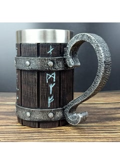 New Resin Stainless Beer Mug Large Bamboo Barrel Design Bamboo chip barrel Cup