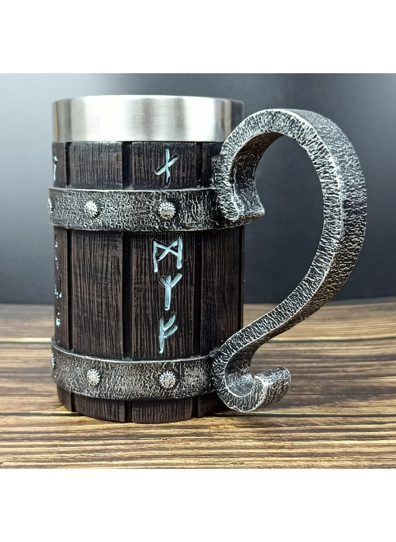 Generic - New Resin Stainless Beer Mug Large Bamboo Barrel Design Bamboo chip barrel Cup - Image 1