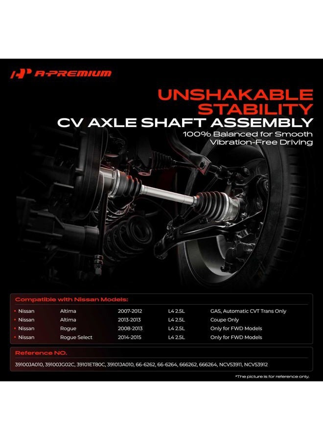A-Premium Pair (2) Front CV Axle Shaft Assembly Compatible with Nissan Altima 2007-2013, 2.5L, Driver and Passenger Side - Image 2