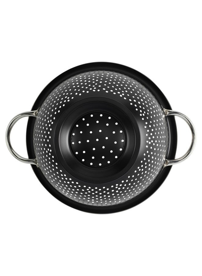 GoodCook Gourmet Colander, 5qt capacity, Stainless Steel with Handles and Elevated Pedestal Foot, Bold Black - Image 2