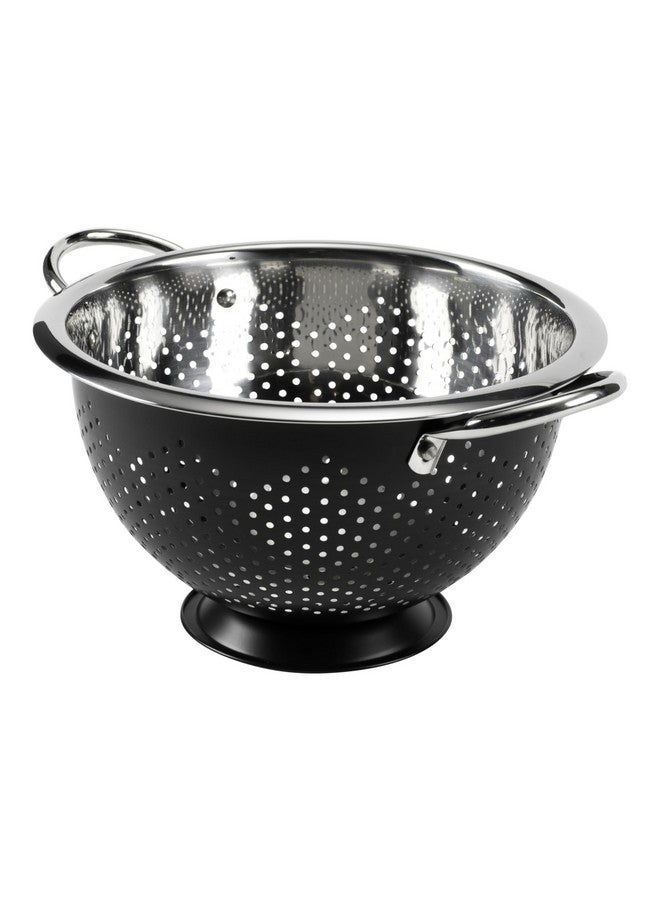 GoodCook Gourmet Colander, 5qt capacity, Stainless Steel with Handles and Elevated Pedestal Foot, Bold Black - Image 3