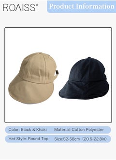 roaiss 2 Pcs Sunscreen Bucket Hat for Women Wide Brim UV Protection Sun Hat Spring Summer Casual Travel Adjustable Packable Baseball Cap Ponytail Comfort Black and Khaki  - Image 3