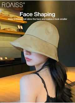 roaiss 2 Pcs Sunscreen Bucket Hat for Women Wide Brim UV Protection Sun Hat Spring Summer Casual Travel Adjustable Packable Baseball Cap Ponytail Comfort Black and Khaki  - Image 5