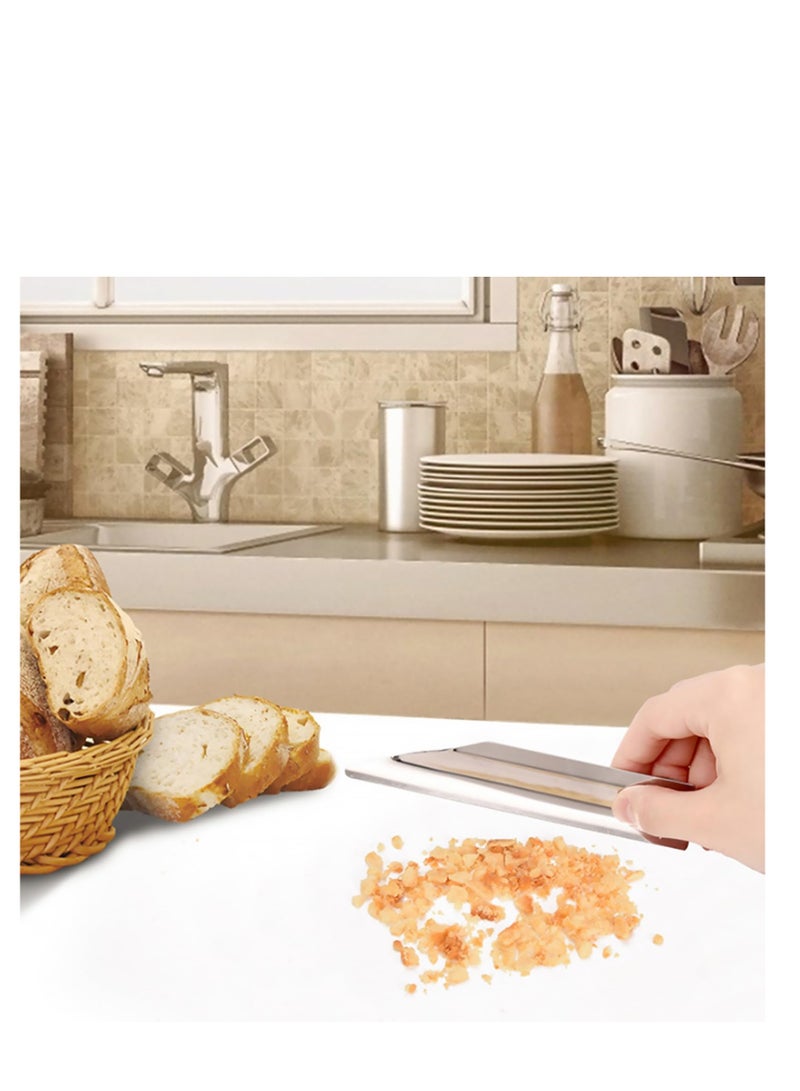 SYOSI ممسحة فتات الطاولة 2 قطعة ، ممسحة الفتات للغطاء الطاولة ، أداة ستانلس ستيل لجمع الفتات للموظفين والنُدُل - Image 2
