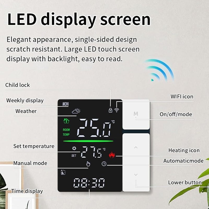 Smart WiFi Thermostat Programmable For Floor Heating Boiler Alexa Google Assistant White 3A WIFI - Image 4