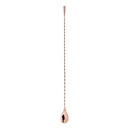 Viski Viski Copper Weighted Stainless Steel Barspoon Japanese Style Twisted Stem Handle Teardrop Weight 