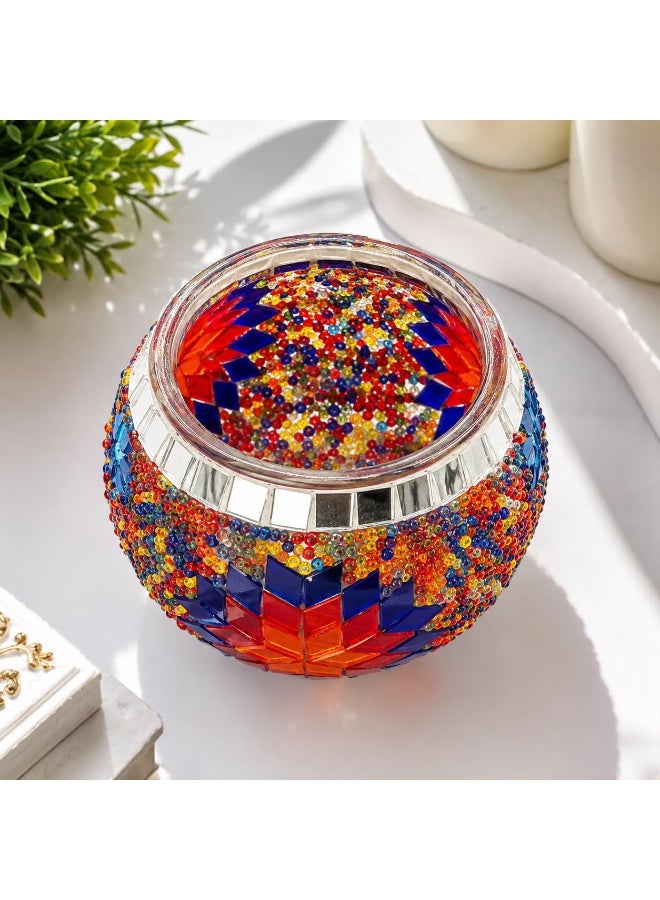 Turkish Mosaic Glass Candle Holder, Handmade Colorful Tea Light Holder - Image 2