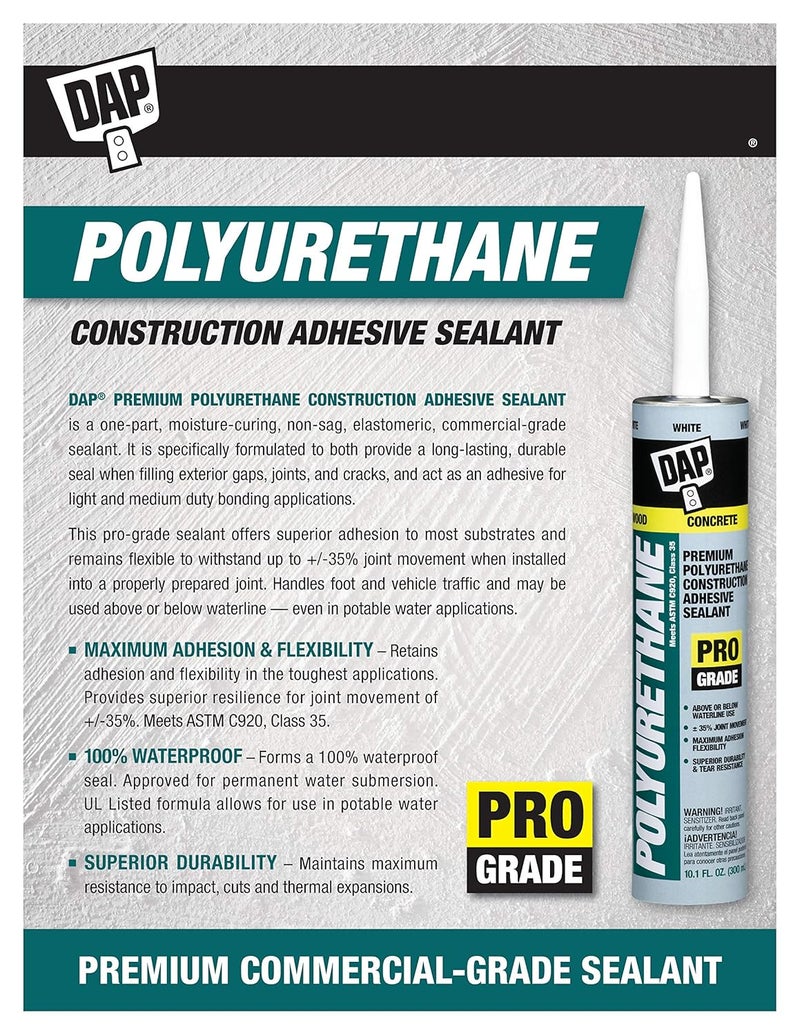 DAP 18814 10.1 oz. Premium Polyurethane Construction Adhesive Sealant - Gray - Image 4