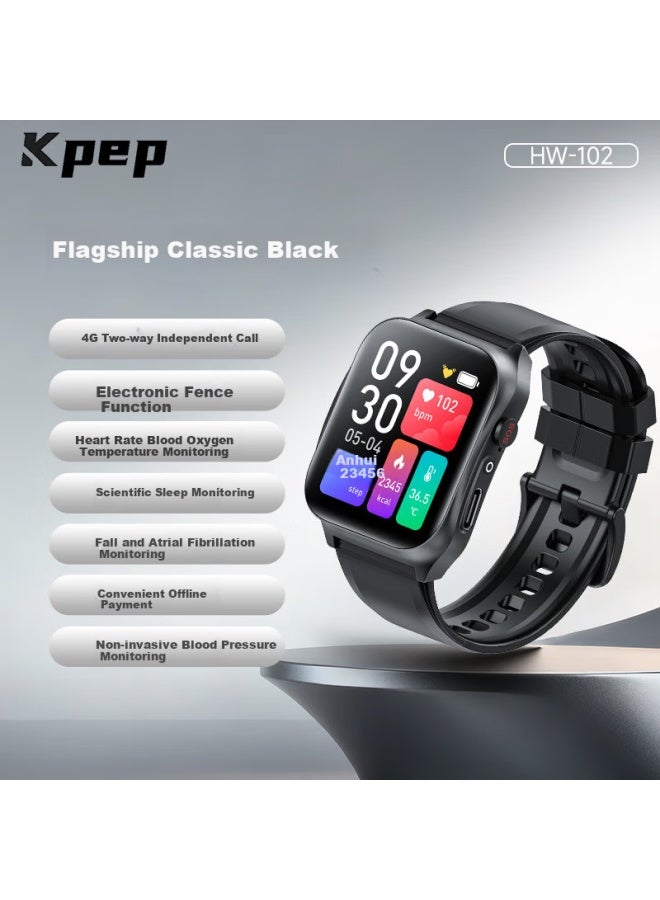 Kpep [medical Flagship] 4g Sim Card Adult Blood Pressure And Oxygen Health Monitor Remote Care Gps Anti-lost Fall Sos Alarm Smarch For Parents And Elderly - Image 1