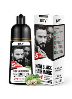 BSY BSY Noni Hair Color Shampoo - 6 fl oz - Pump Pack | No Ammonia | 3 in 1 - Hair Dye Shampoo, Conditioner for Women and Men | Natural Black, Permanent Hair Color for Black Hair 