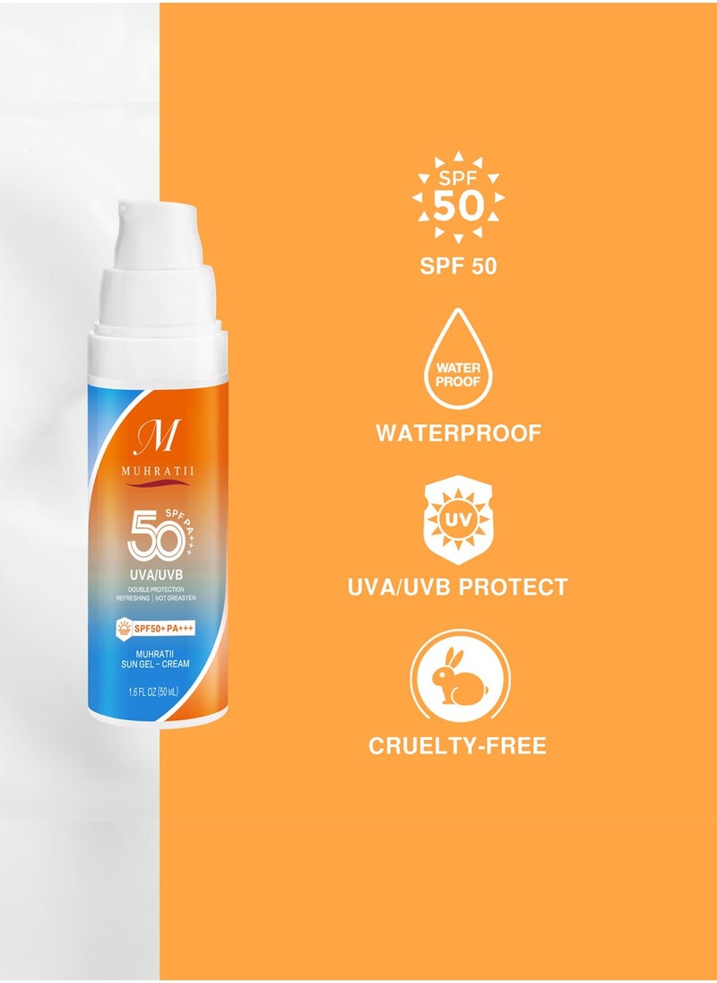 Muhratii - MUHRATII SPF 50 Sunscreen, Tinted Sunscreen for Face - Tinted Facial Sunscreen 50ml - SPF 50+ PA+++   Waterproof Travel Size Sunblock for Outdoor Moisturizer Sunscreen - Image 1