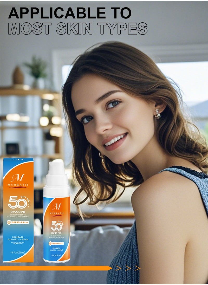 Muhratii - MUHRATII SPF 50 Sunscreen, Tinted Sunscreen for Face - Tinted Facial Sunscreen 50ml - SPF 50+ PA+++   Waterproof Travel Size Sunblock for Outdoor Moisturizer Sunscreen - Image 1