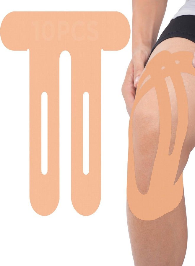 OK TAPE Nylon Kinesiology Tape for Knee, 10 Pcs Stretchable on Four Sides Precut Strips, Athletic Tape for Knee Support & Stability,Breathable and Hypoallergenic, Beige - Image 1