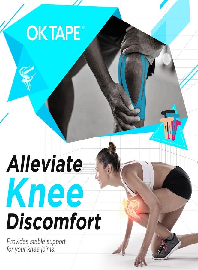 OK TAPE Nylon Kinesiology Tape for Knee, 10 Pcs Stretchable on Four Sides Precut Strips, Athletic Tape for Knee Support & Stability,Breathable and Hypoallergenic, Beige - Image 3