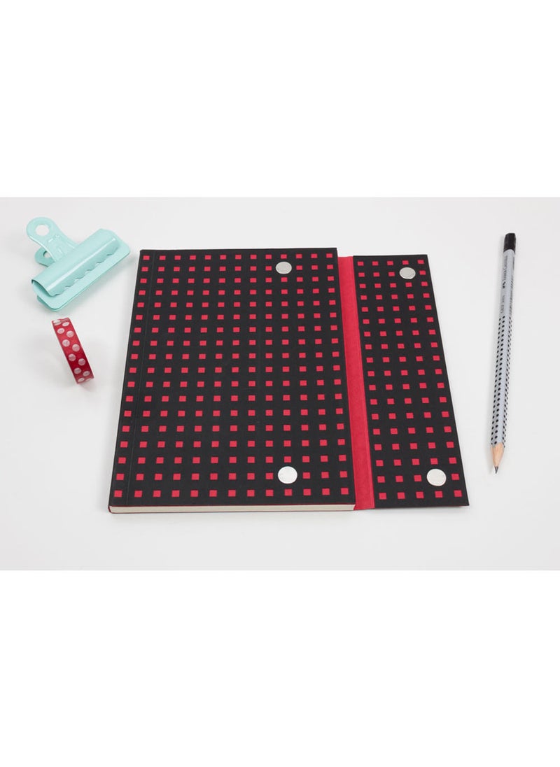 Paper-Oh - Quadro Black on Red B6.5 Unlined Wrap Closure 112 Pages 100gsm Notebook - Image 1