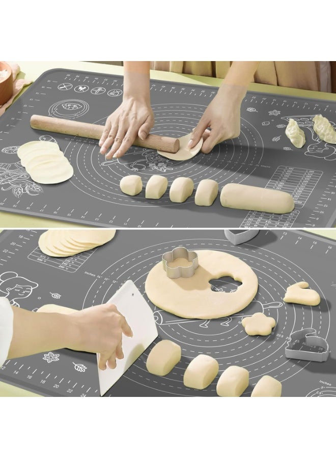 Happy Home Large Non-Stick Reusable Silicone Pastry Mat 43 x 35 cm Overall Dimensions 50 x 40 cm - Food Grade Silicone Mat for Dough, Pastry, Pizza Non-Slip with Precise Measurements for Dough Rolling and Surface Protection Heat Resistant Thick Food Grade Silicone Mat for Pizza, Baked Goods, Pies Can be used as an oven liner or rolling pin (Grey) - Image 3