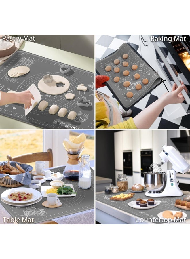 Happy Home Large Non-Stick Reusable Silicone Pastry Mat 43 x 35 cm Overall Dimensions 50 x 40 cm - Food Grade Silicone Mat for Dough, Pastry, Pizza Non-Slip with Precise Measurements for Dough Rolling and Surface Protection Heat Resistant Thick Food Grade Silicone Mat for Pizza, Baked Goods, Pies Can be used as an oven liner or rolling pin (Grey) - Image 5
