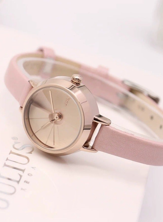 جوليوس ساعة نسائية JULIUS مقاومة للماء من العلامة التجارية الكورية JA-979C باللون الوردي - Image 1