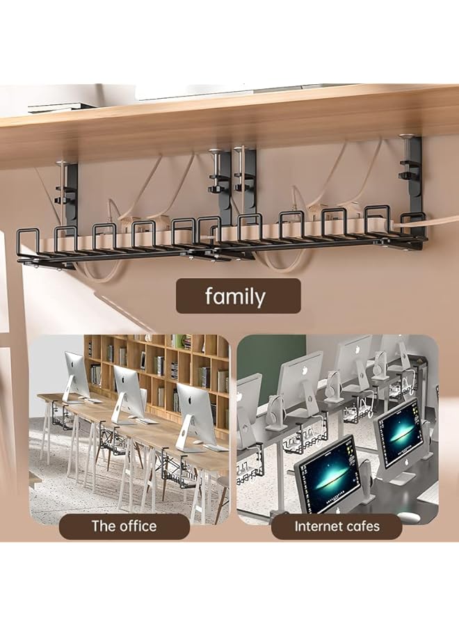 promass Under Desk Cable Management Tray, Super Sturdy Metal Desk Wire Organizer, Clamp Install, Black, 15.35in (1 Pack) - Image 4