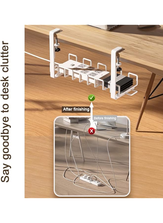 promass Under Desk Cable Management Tray, Super Sturdy Metal Desk Wire Organizer, Clamp Install, Black, 15.35in (1 Pack) - Image 3