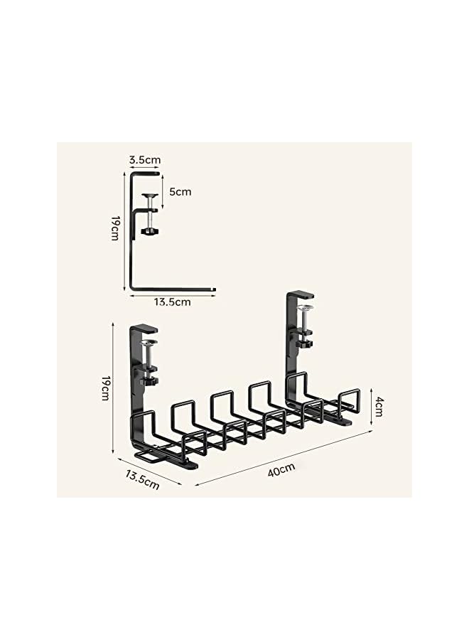 promass Under Desk Cable Management Tray, Super Sturdy Metal Desk Wire Organizer, Clamp Install, Black, 15.35in (1 Pack) - Image 5