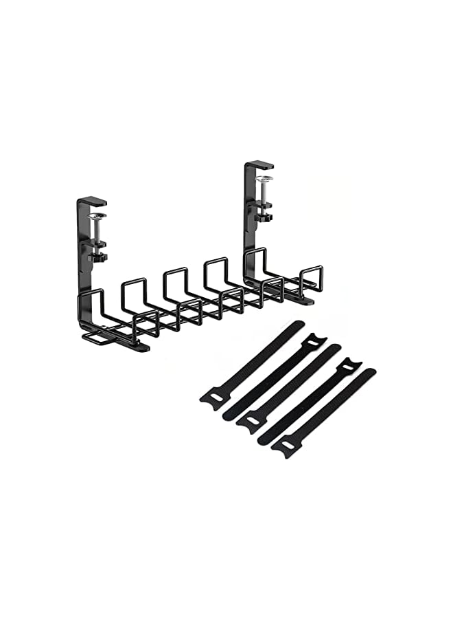 promass Under Desk Cable Management Tray, Super Sturdy Metal Desk Wire Organizer, Clamp Install, Black, 15.35in (1 Pack) - Image 2