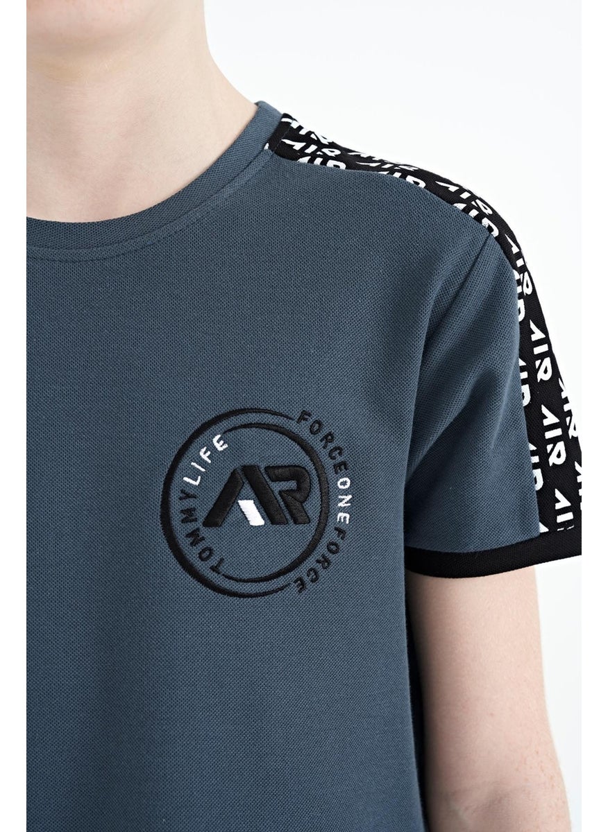 Tommy Life Forest Green Shoulder Print Detailed Standard Pattern O Neck Boy T-Shirt - 11121  - Image 2