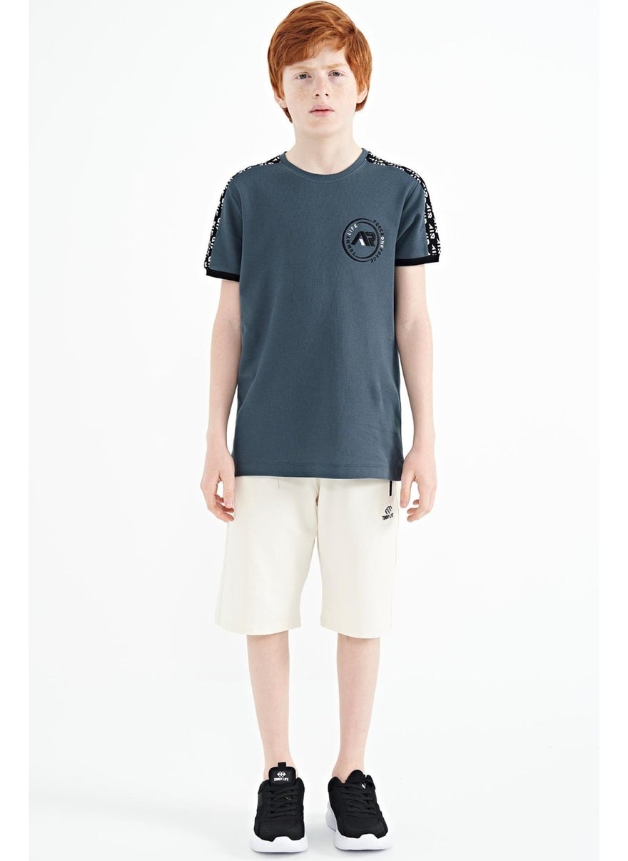 Tommy Life Forest Green Shoulder Print Detailed Standard Pattern O Neck Boy T-Shirt - 11121  - Image 3
