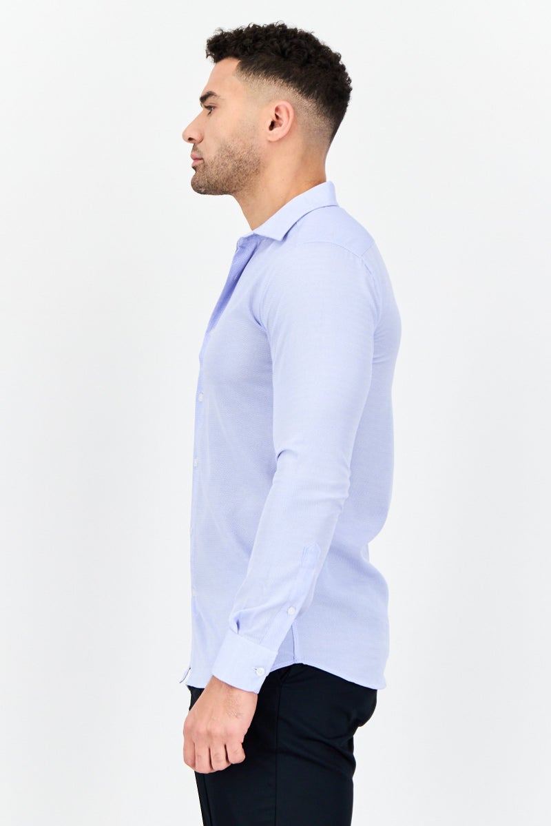 Scotch & Soda قميص رسمي بأكمام طويلة للرجال بتصميم هندسي، أزرق - Image 4