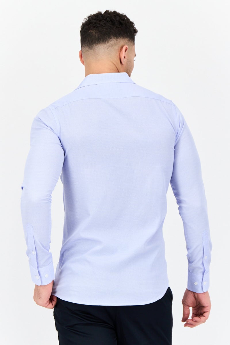 Scotch & Soda قميص رسمي بأكمام طويلة للرجال بتصميم هندسي، أزرق - Image 3