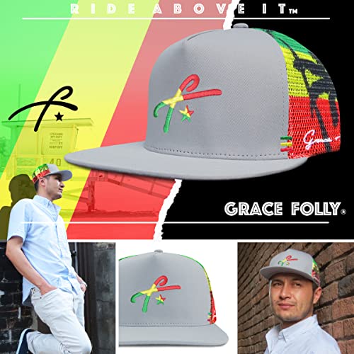 Grace Folly Trucker Hat for Men & Women. Snapback Mesh Caps (US, Alpha, One Size, One Size, Rasta) - Image 5