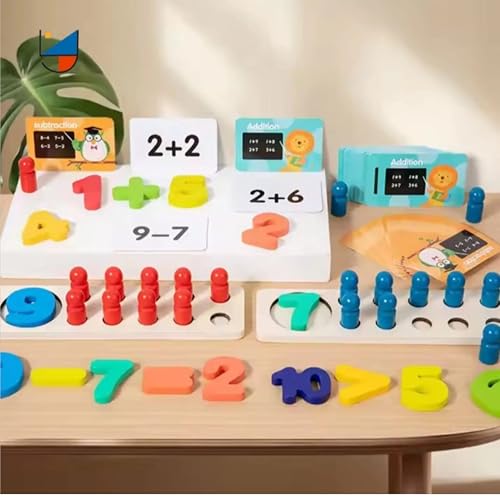 RITHVI STORE Math Learning Toy for Kids | Addition & Subtraction Counting Peg Board with Flash Cards | Montessori Wooden Educational Toy for Boys & Girls | Early Math Learning Age 3–7 - Image 5