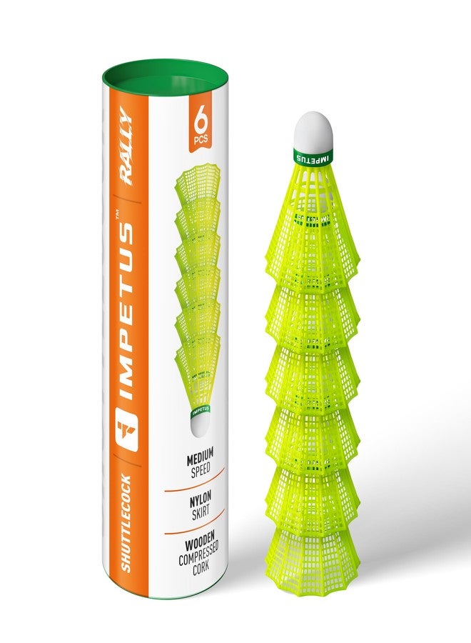 Impetus Rally Nylon Shuttlecock Pack of 6, Badminton Shuttlecock, Shuttlecock, Nylon Shuttlecock, Training Shuttlecock, Badminton, Badminton Shuttle, Shuttlecock Pack of 6 - Image 1
