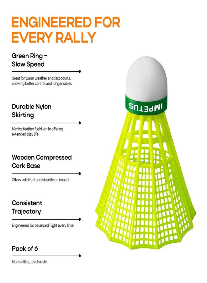 Impetus Rally Nylon Shuttlecock Pack of 6, Badminton Shuttlecock, Shuttlecock, Nylon Shuttlecock, Training Shuttlecock, Badminton, Badminton Shuttle, Shuttlecock Pack of 6 - Image 3