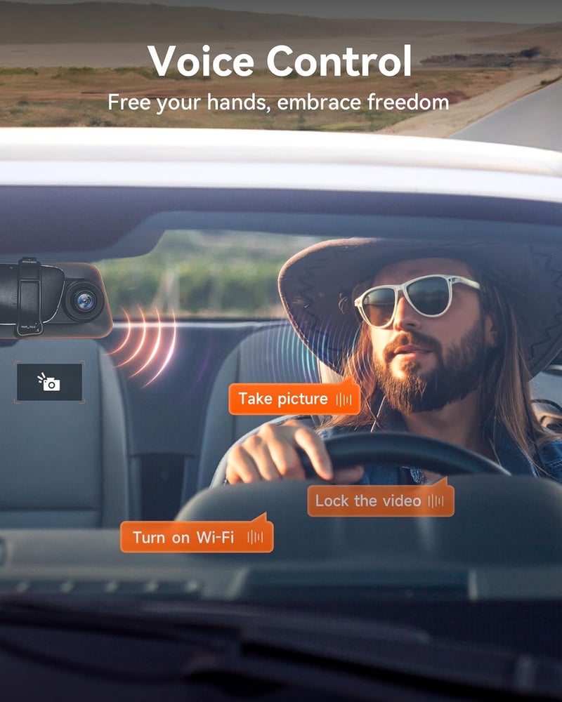 WOLFBOX G850 12" 4K Rear View Mirror Camera with 5.8GHz WiFi and Voice Control - Image 4
