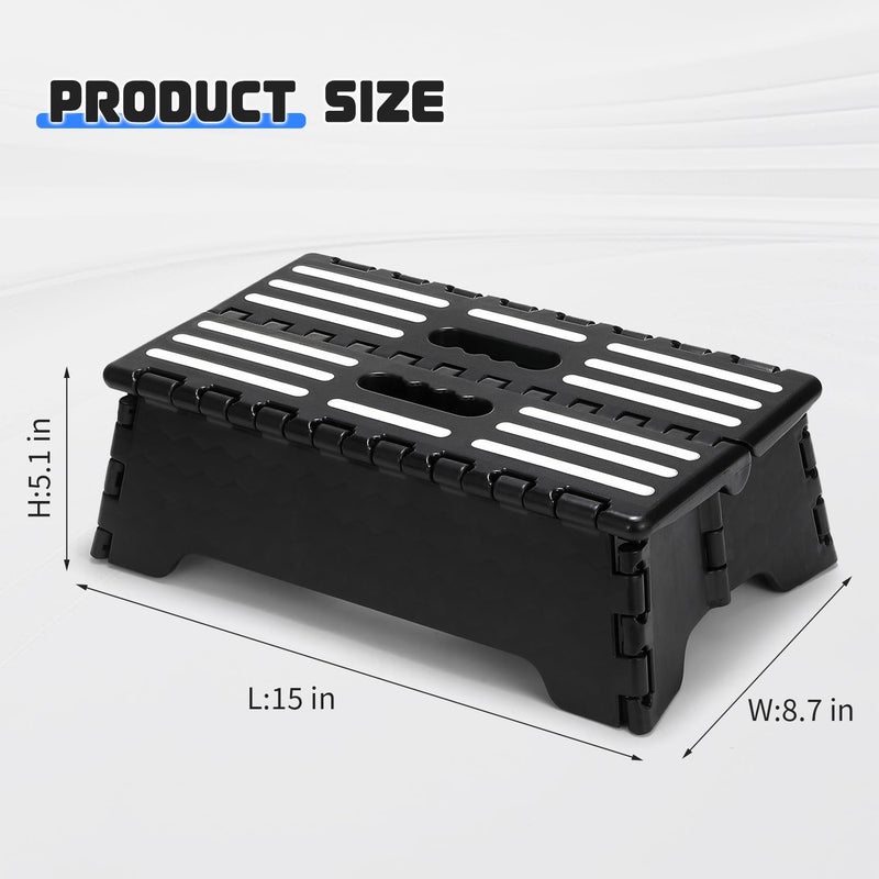 LEICHTEN 1Pcs Step Stool Foldable, 5 inch Folding Step Stools for Adults, Sturdy Portable Non-Slip Collapsible Stepping Stool with Handle for SUV, RV, Kitchen, Bathroom, Black - Image 4