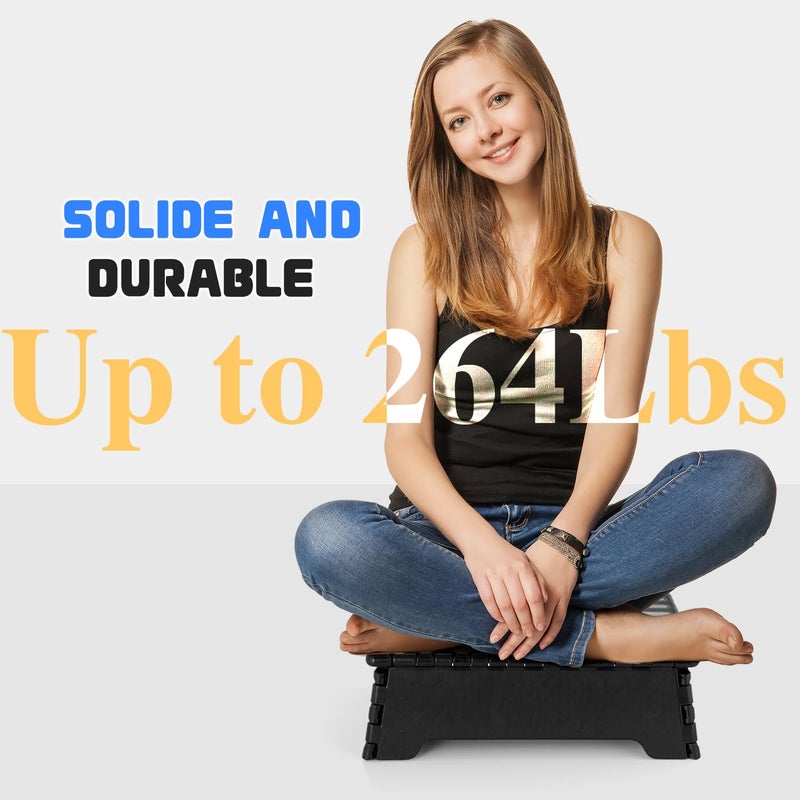 LEICHTEN 1Pcs Step Stool Foldable, 5 inch Folding Step Stools for Adults, Sturdy Portable Non-Slip Collapsible Stepping Stool with Handle for SUV, RV, Kitchen, Bathroom, Black - Image 5