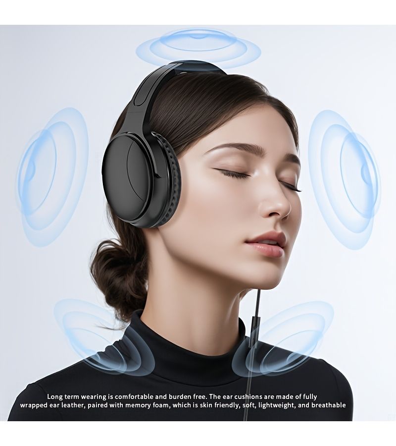 Universal 772 Black 3.5mm Wired Over Ear Headset for Computer Laptop Mobile Phone Tablet Gaming Esports with High Quality Audio and Comfortable Fit for Music Video - Image 5