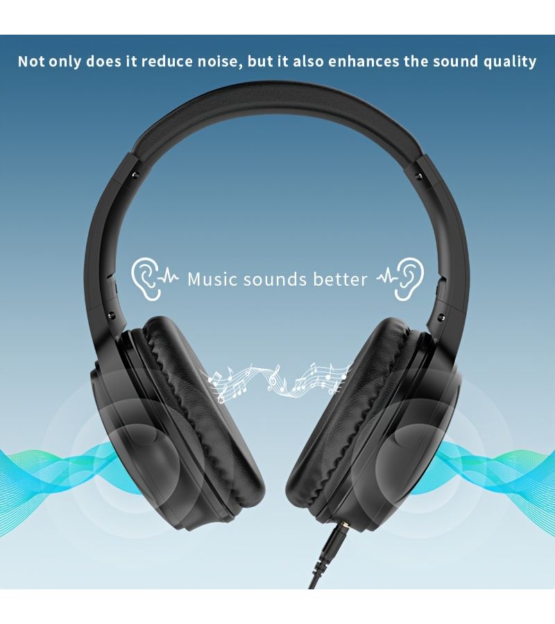 Universal 772 Black 3.5mm Wired Over Ear Headset for Computer Laptop Mobile Phone Tablet Gaming Esports with High Quality Audio and Comfortable Fit for Music Video - Image 4