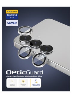 Remson Remson Optic Guard Camera Lens Protector Scratch Resistant Individual Lens Protector with Aluminum Alloy Ring Compatible for Samsung Galaxy S25 - Silver  - Image 5