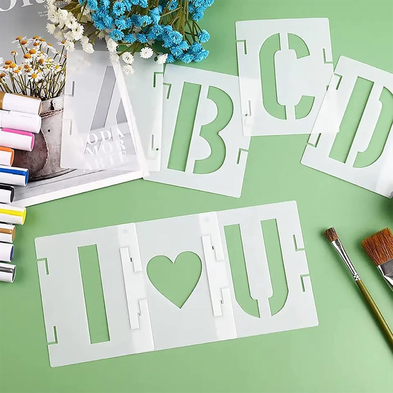 Puideon 3 Inch Stencils for Painting Numbers Letter Stencil 42PCS Interlocking Craft Templates for Chalkboard, Wall, Sign, DIY - Image 5