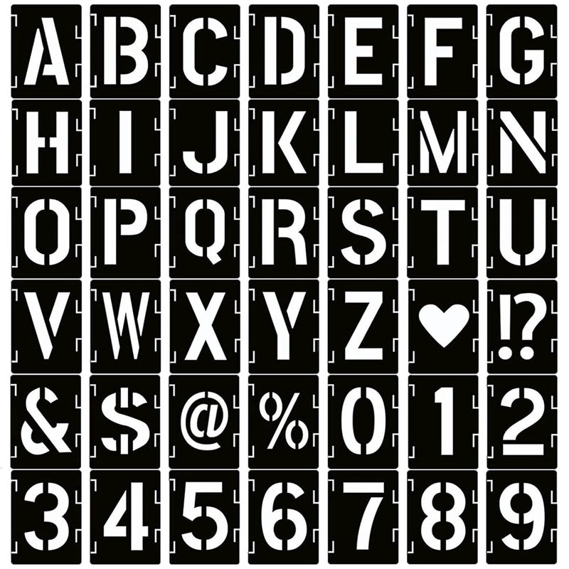 Puideon 3 Inch Stencils for Painting Numbers Letter Stencil 42PCS Interlocking Craft Templates for Chalkboard, Wall, Sign, DIY - Image 1
