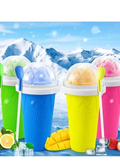 ميكسد Slushie صانع كأس ، تيك توك ماجيك الآيس كريم المجمد كأس ، كأس التبريد ، مزدوج مقذوف Slushie صانع كأس ، عصامي ميلك شيك الآيس كريم آلة ( الأزرق )  - Image 4